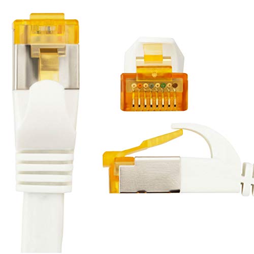 SEBSON Cable de Red Ethernet 20m Cat 7 Plano, LAN Patch Cable, 10Gbps, U-FTP apantallado, Conector RJ45 para Router, Ordenador, Módem, TV