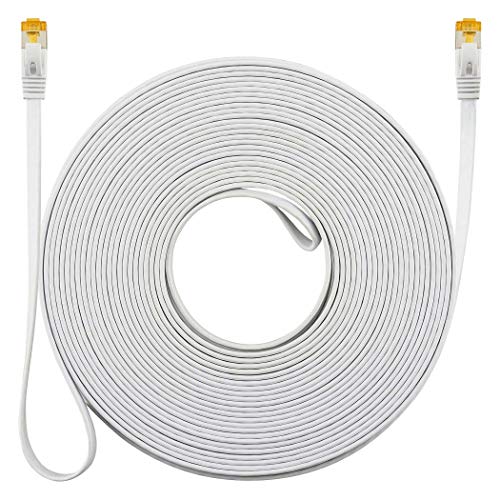 SEBSON Cable de Red Ethernet 20m Cat 7 Plano, LAN Patch Cable, 10Gbps, U-FTP apantallado, Conector RJ45 para Router, Ordenador, Módem, TV SEBSON Cable de Red Ethernet 20m Cat 7 Plano, LAN Patch Cable, 10Gbps, U-FTP apantallado, Conector RJ45 para Router, Ordenador, Módem, TV