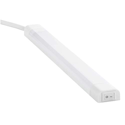 SEBSON® LED bajo mueble 30cm, Tiras de luz con enchufe y interruptor, blanco neutro 4000K, 4W Equivale a 25W, 300 Lumen, 230V, IP20, 24x13x300mm