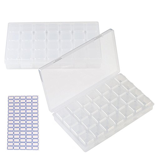 SEELOK 2pcs caja ajustable de almacenaje de joyerías caja transparente organizaador con 28 compartimentos plástica para pintura de diamante y accesorios de manicura de arte. SEELOK 2pcs caja ajustable de almacenaje de joyerías caja transparente organizaador con 28 compartimentos plástica para pintura de diamante y accesorios de manicura de arte.
