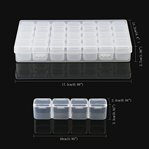 SEELOK 2pcs caja ajustable de almacenaje de joyerías caja transparente organizaador con 28 compartimentos plástica para pintura de diamante y accesorios de manicura de arte. SEELOK 2pcs caja ajustable de almacenaje de joyerías caja transparente organizaador con 28 compartimentos plástica para pintura de diamante y accesorios de manicura de arte.