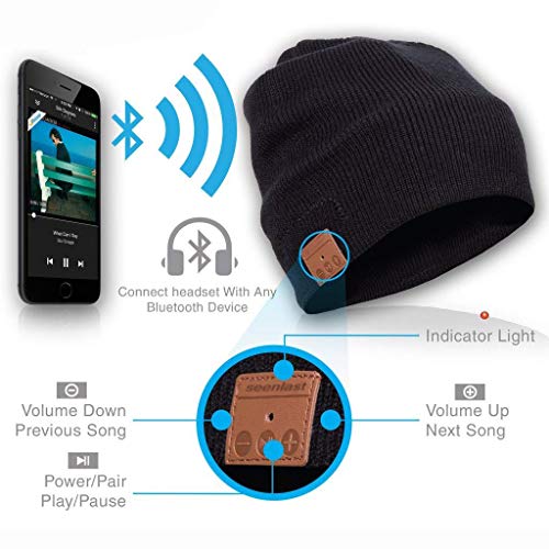 seenlast Gorro Bluetooth Auriculares, Beanie Bluetooth 5.0 Altavoces Inalámbrico Gorro Música Invierno