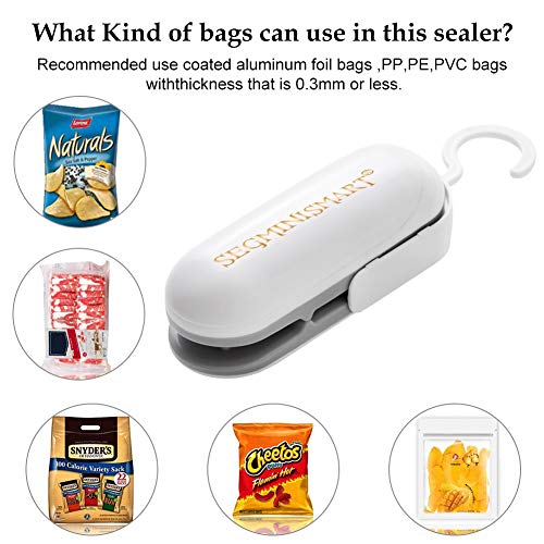 SEGMINISMART Mini Bag Sealer, Máquina de Sellado en Caliente portátil, Heat Sealer Machine, 2 in 1 Small Mini Portable Heat Sealer (Batería no incluida) SEGMINISMART Mini Bag Sealer, Máquina de Sellado en Caliente portátil, Heat Sealer Machine, 2 in 1 Small Mini Portable Heat Sealer (Batería no incluida)