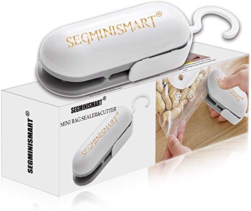 SEGMINISMART Mini Bag Sealer, Máquina de Sellado en Caliente portátil, Heat Sealer Machine, 2 in 1 Small Mini Portable Heat Sealer (Batería no incluida)