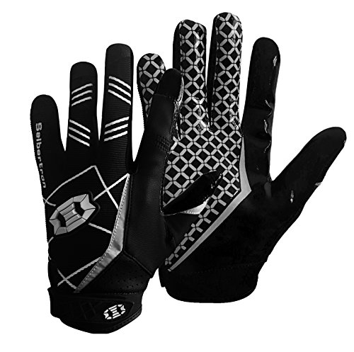 Seibertron Pro 3.0 Elite Ultra-Stick Sports Receiver Glove American Football Gloves Youth and Adult/Guantes de fútbol Americano para Juventud y Adulto Black L