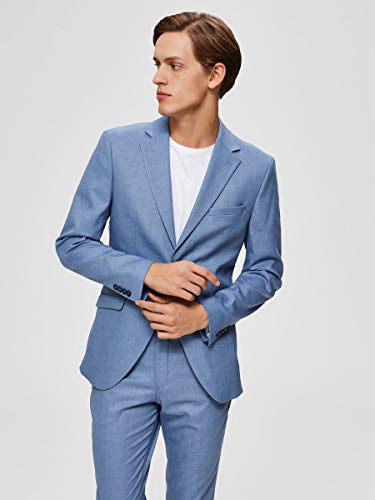 SELECTED HOMME Slhslim-mylologan Lt Blue Stc BLZ B Noos Blazer, Azul Claro, 90 para Hombre SELECTED HOMME Slhslim-mylologan Lt Blue Stc BLZ B Noos Blazer, Azul Claro, 90 para Hombre