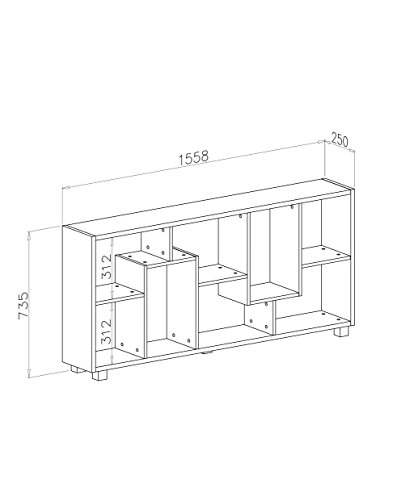 SelectionHome - Estantería librería de diseño Comedor salón, Color Roble Claro Medidas: 68,5 x 161 x 25 cm de Fondo