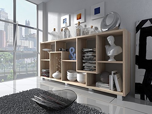 SelectionHome - Estantería librería de diseño Comedor salón, Color Roble Claro Medidas: 68,5 x 161 x 25 cm de Fondo SelectionHome - Estantería librería de diseño Comedor salón, Color Roble Claro Medidas: 68,5 x 161 x 25 cm de Fondo