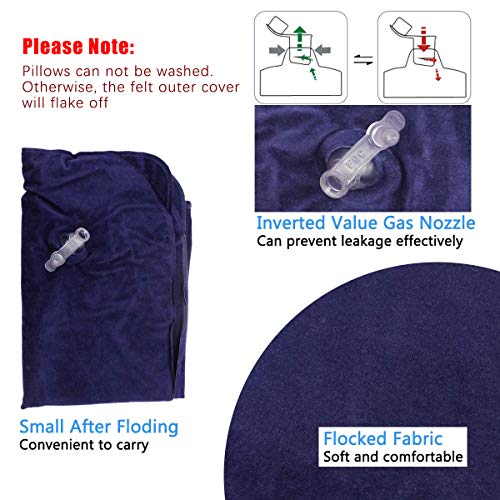 SelfTek Paquete de 2 almohadas inflables 2 estilos Cabeza Cuello Resto Cojín Blow Up Almohada para viajes al aire libre y acampar SelfTek Paquete de 2 almohadas inflables 2 estilos Cabeza Cuello Resto Cojín Blow Up Almohada para viajes al aire libre y acampar