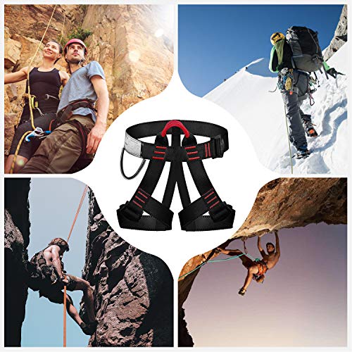 Selighting Arnés de Escalada Proteger Pierna Cintura Más Seguro,Cinturones de Seguridad para Mujer y Hombre para Montañismo Alpinismo Expedición Escalada en Roca (Negro)