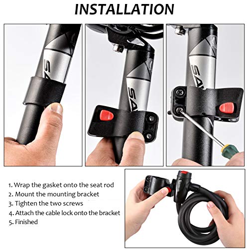 Selighting Candado para MTB Bicicleta Montaña Candado de Cadena de Alta Calidad con Llave para Bicicleta al Aire Libre Ciclismo Scooter Rejas y Otros Artículos que se Deben Asegurar,1.8M