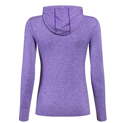 Selighting Chaquetas Deportivas Mujer Sudadera Fitness con Capucha y Cremallera de Manga Larga para Gimnasio,Gym,Running,Correr,Ciclismo (M, Morado)