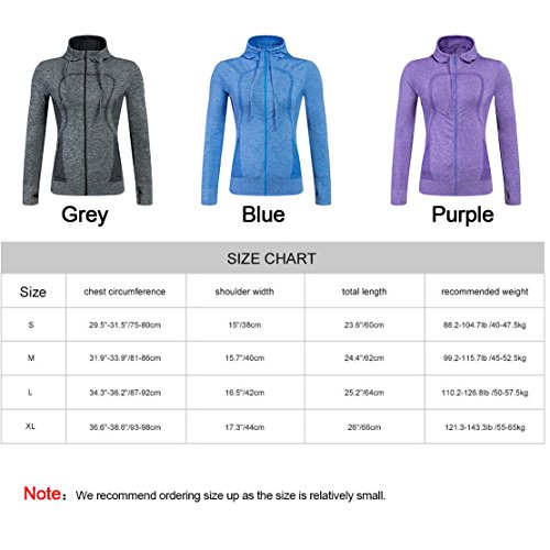 Selighting Chaquetas Deportivas Mujer Sudadera Fitness con Capucha y Cremallera de Manga Larga para Gimnasio,Gym,Running,Correr,Ciclismo (M, Morado)