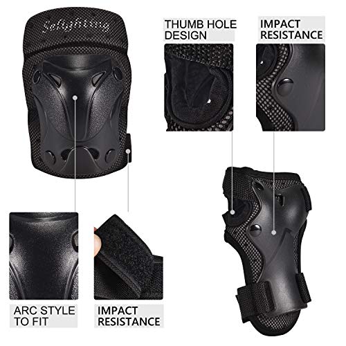 Selighting Protecciones Patines Niños Rodilleras Skate Set Proteccion Protector de Muneca Coderas y Muñequeras Infantiles para Patinaje Ciclismo Monopatín Escalada Esqui (M, Negro) Selighting Protecciones Patines Niños Rodilleras Skate Set Proteccion Protector de Muneca Coderas y Muñequeras Infantiles para Patinaje Ciclismo Monopatín Escalada Esqui (M, Negro)