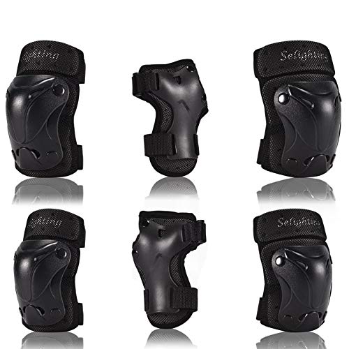 Selighting Protecciones Patines Niños Rodilleras Skate Set Proteccion Protector de Muneca Coderas y Muñequeras Infantiles para Patinaje Ciclismo Monopatín Escalada Esqui (M, Negro) Selighting Protecciones Patines Niños Rodilleras Skate Set Proteccion Protector de Muneca Coderas y Muñequeras Infantiles para Patinaje Ciclismo Monopatín Escalada Esqui (M, Negro)