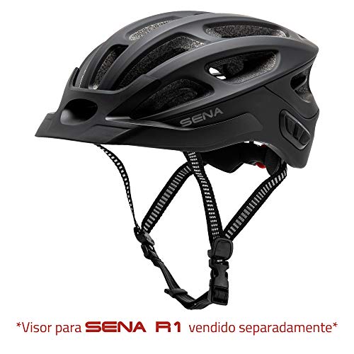 Sena R1 Smart Helmet para ciclismo (Matte Black, Tallas M), Certificado CE