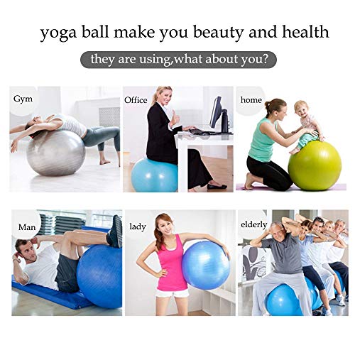 SENDILI Balón de Pilates - Fitness Pelota de Ejercícios Incluye Bomba Resistente a la Explosión para Gimnasia, Fitness, Yoga, Plata-3, 65CM