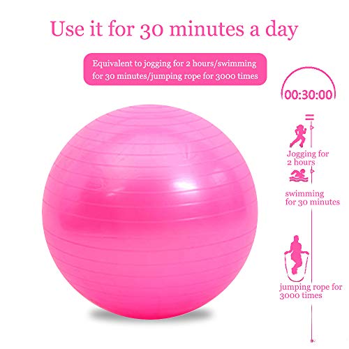 SENDILI Pelota de Yoga - Balon Pelota de Pilates Fit Ball Fitness Ejercicio Gimnasia para Fitness, Yoga, Gimnasia, Rosa-2, 55CM