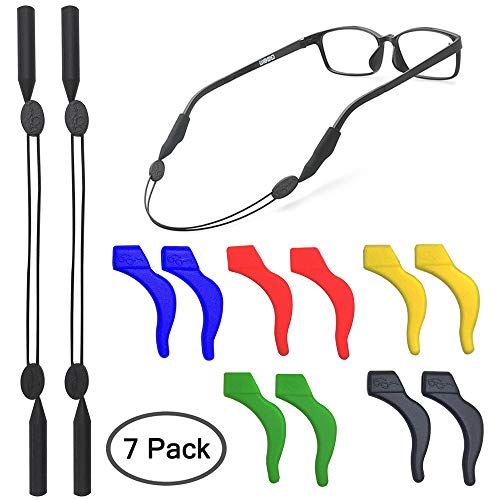 SENHAI 2 piezas de retenedor de gafas ajustable y 5 pares de ganchos antideslizantes, lentes de deportes, sujetador de correa, gancho para la oreja, gafas de sol, montura óptica, gafas SENHAI 2 piezas de retenedor de gafas ajustable y 5 pares de ganchos antideslizantes, lentes de deportes, sujetador de correa, gancho para la oreja, gafas de sol, montura óptica, gafas