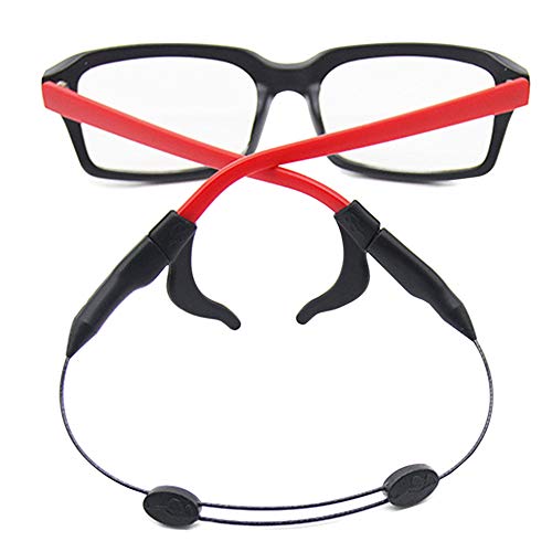 SENHAI 2 piezas de retenedor de gafas ajustable y 5 pares de ganchos antideslizantes, lentes de deportes, sujetador de correa, gancho para la oreja, gafas de sol, montura óptica, gafas