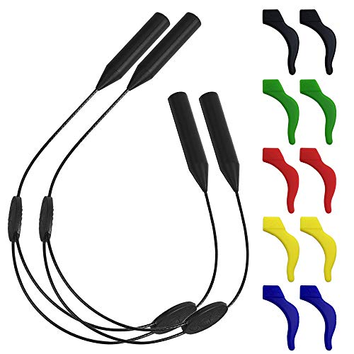 SENHAI 2 piezas de retenedor de gafas ajustable y 5 pares de ganchos antideslizantes, lentes de deportes, sujetador de correa, gancho para la oreja, gafas de sol, montura óptica, gafas SENHAI 2 piezas de retenedor de gafas ajustable y 5 pares de ganchos antideslizantes, lentes de deportes, sujetador de correa, gancho para la oreja, gafas de sol, montura óptica, gafas