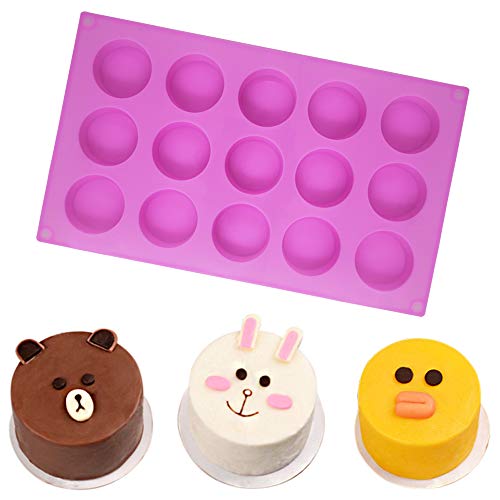 SENHAI 3 moldes cilíndricos de silicona de 15 agujeros para hacer chocolate, dulces, jabón, magdalenas, brownie, pasteles, pudín, galletas, morado, azul, rosa