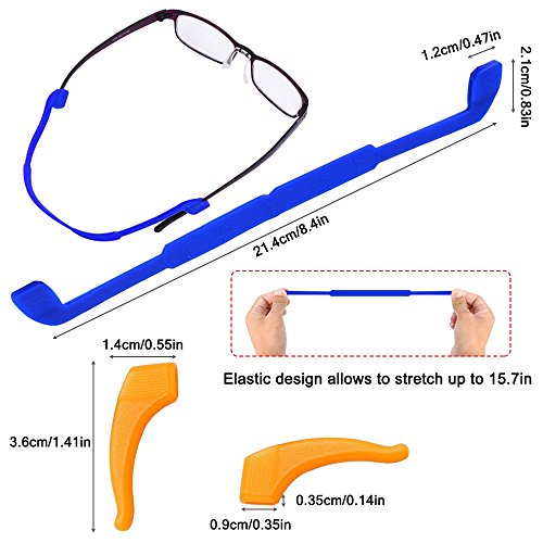 SENHAI.6 unidades de correas antideslizantes de silicona para gafas con 6 pares de ganchos de agarre a las orejas,para el deporte de niños y adultos. Colores negro, rojo, naranja, rosa, azul, verde SENHAI.6 unidades de correas antideslizantes de silicona para gafas con 6 pares de ganchos de agarre a las orejas,para el deporte de niños y adultos. Colores negro, rojo, naranja, rosa, azul, verde