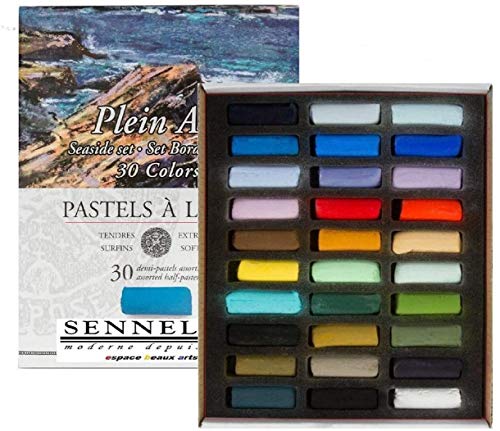 Sennelier Soft Pastel - Estuche de medias barras pastel, 30 Demi-Pastels tendres à l'écu Plein air, Set Bord DE MER, Pastel Extra Fins - Qualité Artistique (France Import)