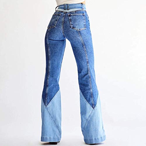 Señoras Retro Costura Color de Contraste Streetwear Pantalones Vaqueros Acampanados Moda de Cintura Alta Lavados Slim Fit Pantalones de Mezclilla con cinturón XXL Señoras Retro Costura Color de Contraste Streetwear Pantalones Vaqueros Acampanados Moda de Cintura Alta Lavados Slim Fit Pantalones de Mezclilla con cinturón XXL