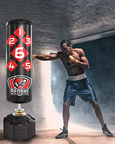 Senshi Japan Saco de boxeo de pie de 184 cm - Perfecto para entrenamiento - Fabricado en piel de alta resistencia y acero - El mejor saco de boxeo para artes marciales, "Muay Thai" y "Kick boxing" Senshi Japan Saco de boxeo de pie de 184 cm - Perfecto para entrenamiento - Fabricado en piel de alta resistencia y acero - El mejor saco de boxeo para artes marciales, "Muay Thai" y "Kick boxing"