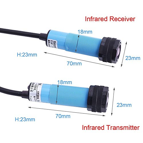 Sensor de Reflexión Fotoeléctrica, M18 DC 6V-36V Módulo de Sensor de Evitación de Obstáculos Infrarrojos Controlador de Interruptor Fotoeléctrico