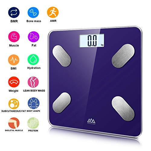 SENSSUN Bascula de Baño Digital Grasa Corporal,balanzas digitales bluetooth,Analiza la composición corporal,con 13 Funciones,IMC/músculo/grasa corporal/masa ósea(Azul) SENSSUN Bascula de Baño Digital Grasa Corporal,balanzas digitales bluetooth,Analiza la composición corporal,con 13 Funciones,IMC/músculo/grasa corporal/masa ósea(Azul)