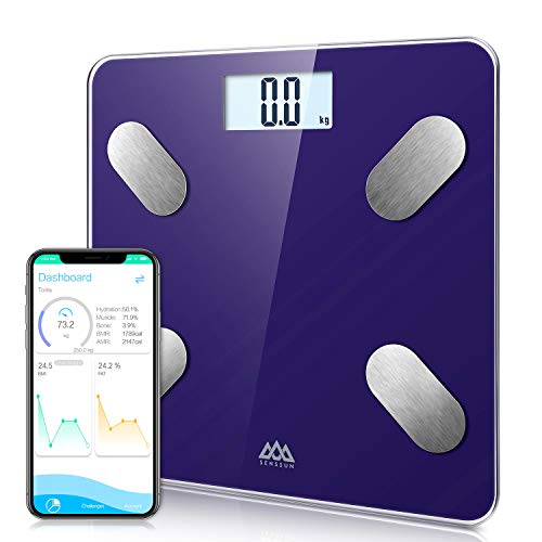 SENSSUN Bascula de Baño Digital Grasa Corporal,balanzas digitales bluetooth,Analiza la composición corporal,con 13 Funciones,IMC/músculo/grasa corporal/masa ósea(Azul) SENSSUN Bascula de Baño Digital Grasa Corporal,balanzas digitales bluetooth,Analiza la composición corporal,con 13 Funciones,IMC/músculo/grasa corporal/masa ósea(Azul)
