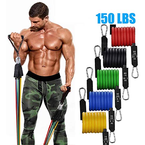 Senston Bandas Elásticas, Paquete de 11 Bandas de Fitness, Tensores Musculacion en Casa, Apilables hasta 150 lbs, Kit Entrenamiento Casa para Culturismo Interiores/Exteriores para Hombres/Mujeres