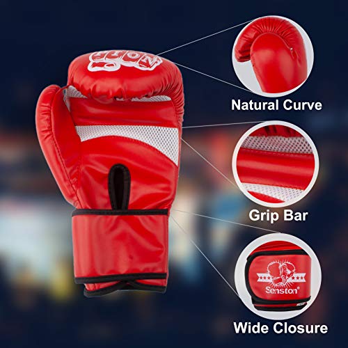 Senston Guantes de Boxeo Martial Adulto 10 12 OZ Guante de Entrenamiento para Hombres y Mujeres Guantes de Kickboxing para Boxeo, Artes Marciales, MMA, Boxing Gloves de Combate