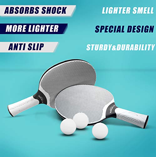 Senston Juego de Raquetas de Tenis de Mesa, Bates de Tenis de Mesa Profesionales con 3 Pelotas, Juego de Palas de Ping Pong de Goma compuesta (Gris) Senston Juego de Raquetas de Tenis de Mesa, Bates de Tenis de Mesa Profesionales con 3 Pelotas, Juego de Palas de Ping Pong de Goma compuesta (Gris)