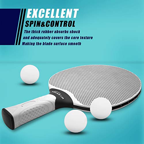 Senston Juego de Raquetas de Tenis de Mesa, Bates de Tenis de Mesa Profesionales con 3 Pelotas, Juego de Palas de Ping Pong de Goma compuesta (Gris)