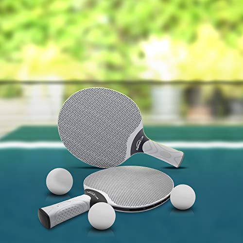 Senston Juego de Raquetas de Tenis de Mesa, Bates de Tenis de Mesa Profesionales con 3 Pelotas, Juego de Palas de Ping Pong de Goma compuesta (Gris)