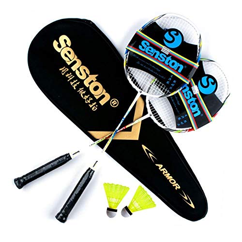 Senston Raquetas de Bádminton,Unisex Adulto Badminton Racket-Incluyendo bádminton Bolsa/2 raquetas/2 bádminton