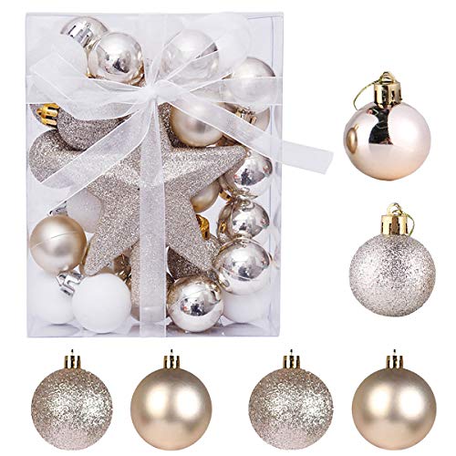 Senteen Bolas de Navidad Doradas 30PCS Bolas de Arbol de Navidad Adorno Adornos Copa del Arbol de Navidad, para De Navidad Bodas Y Fiestas