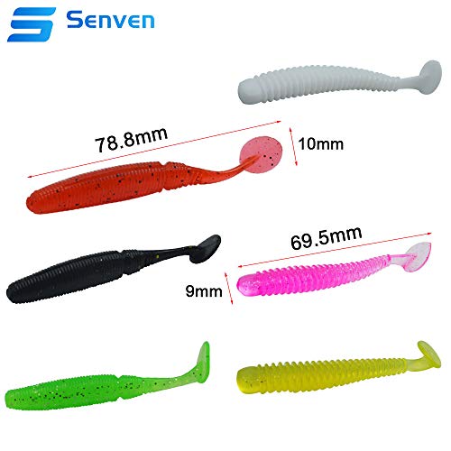 Senven Artificial lombriz, silicona suave biomimética Cebo lombriz Señuelos pesca lombriz Simulación Gusanos rojos plástico Ambiente verde Fuerte tentación Cebo Falso Worm - 20Pcs