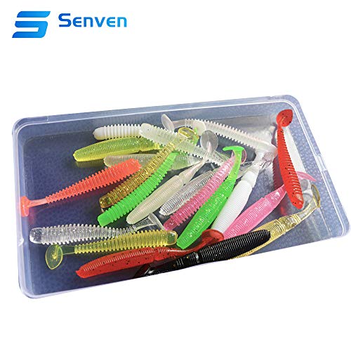 Senven Artificial lombriz, silicona suave biomimética Cebo lombriz Señuelos pesca lombriz Simulación Gusanos rojos plástico Ambiente verde Fuerte tentación Cebo Falso Worm - 20Pcs