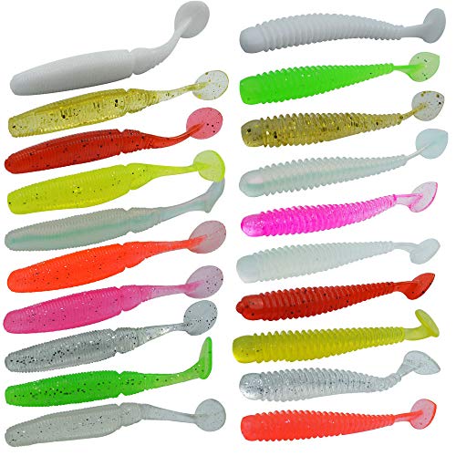 Senven Artificial lombriz, silicona suave biomimética Cebo lombriz Señuelos pesca lombriz Simulación Gusanos rojos plástico Ambiente verde Fuerte tentación Cebo Falso Worm - 20Pcs