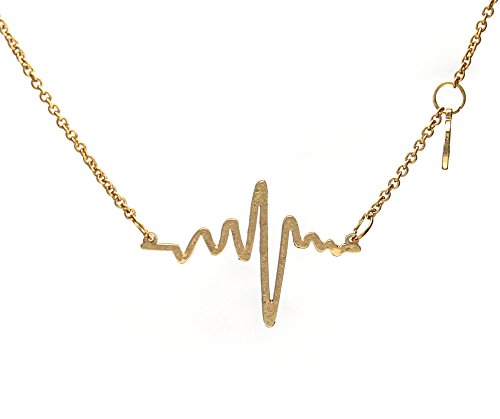 Serebra Jewelry ECG Latido del Corazón Colgante Collar Color Plata, Oro, Oro Rosa ECG Cardio