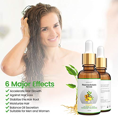 Serum de Crecimiento del Cabello con Esencia de Jengibre para Anticaida de Cabello y Crece Pelo, Nutrir los Folículo Piloso de hombres y mujeres para el Crece Rápido y Completo del Cabello