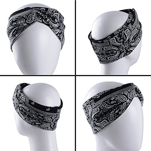 SERWOO 6 pcs Diademas Mujer Banda Cabeza Nudo Pelo Floral Twist para Yoga Fiesta Deporte Turbante Elástico (6 colores)