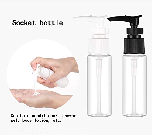 Set Botellas de Viaje Accesorios-(9 Piezas) Botella Plastico Avion, Pulverizador,Botes Spray Vacios,Contenedor Dosificador, Envases para Cosmetica, Kit Botes (Transparente)