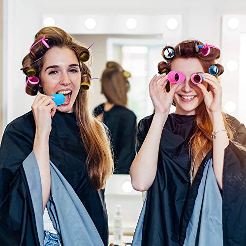 Set de 141 Rulos de Pelo Incluye 60 Rodillos de Pelo Lisos de Plástico con 60 Palillos, 20 Pinzas de Pelo de Dientes de Pato de Plástico y Malla de Pelo Negra Herramienta de Peinado, Colores al Azar