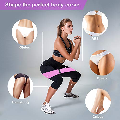 Set de 3 Banda Elastica Fitness, Bandas Elasticas Gluteos, Bandas de Resistencia con 3 Niveles, Bandas de Entrenamiento, Bandas Elasticas Gluteos y Piernas, Bandas de Resistencia Set para Yoga Pilates