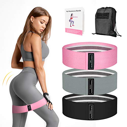 Set de 3 Banda Elastica Fitness, Bandas Elasticas Gluteos, Bandas de Resistencia con 3 Niveles, Bandas de Entrenamiento, Bandas Elasticas Gluteos y Piernas, Bandas de Resistencia Set para Yoga Pilates